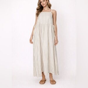 Samansa Mos2 Sz F One Sz Japanese Lagenlook Cotton Overall Dress Granola Natural